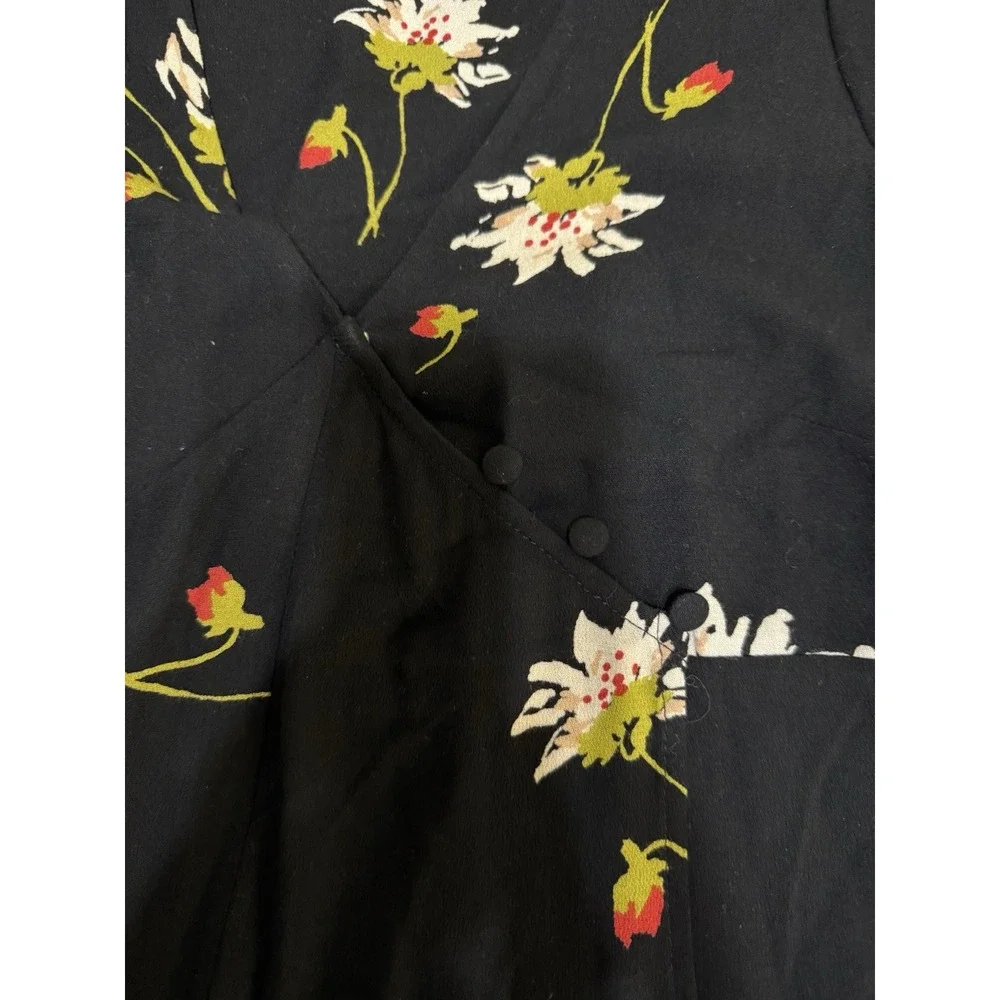Free People Women's Black‎ Mini Floral Dress With Bell Sleeves Size XS